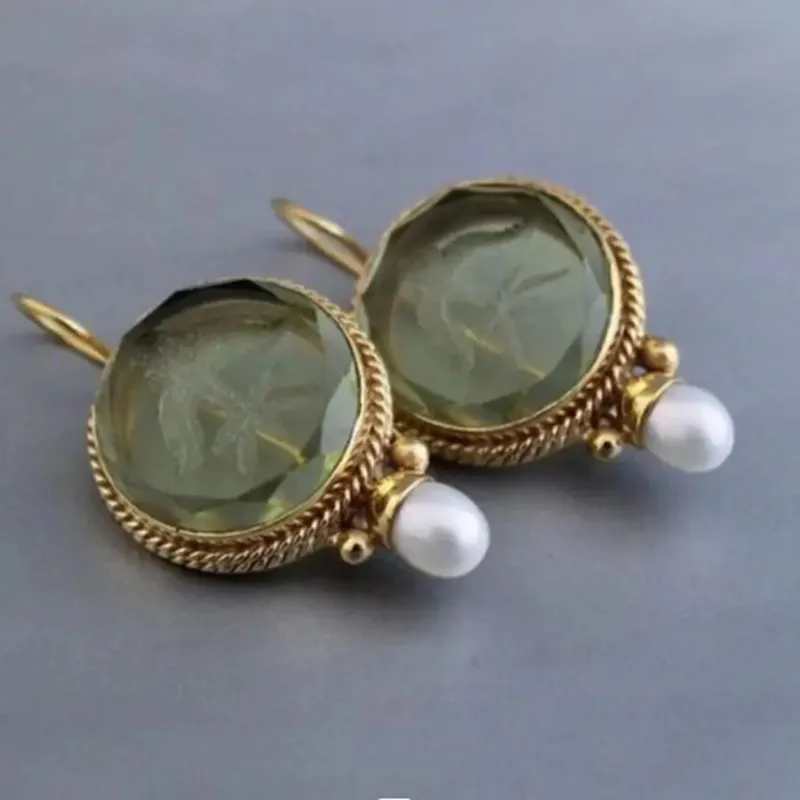 Fashion Jewelry Vintage Temperament Hook Green Color Resin Drop Geometric Earrings For Women Female Gifts Fine Accessories