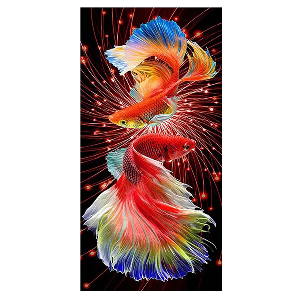 Diamante mosaico carpa koi pittura diamante pesci rossi immagini di strass ricamo gioielli animali punto croce decorazioni per la casa regalo