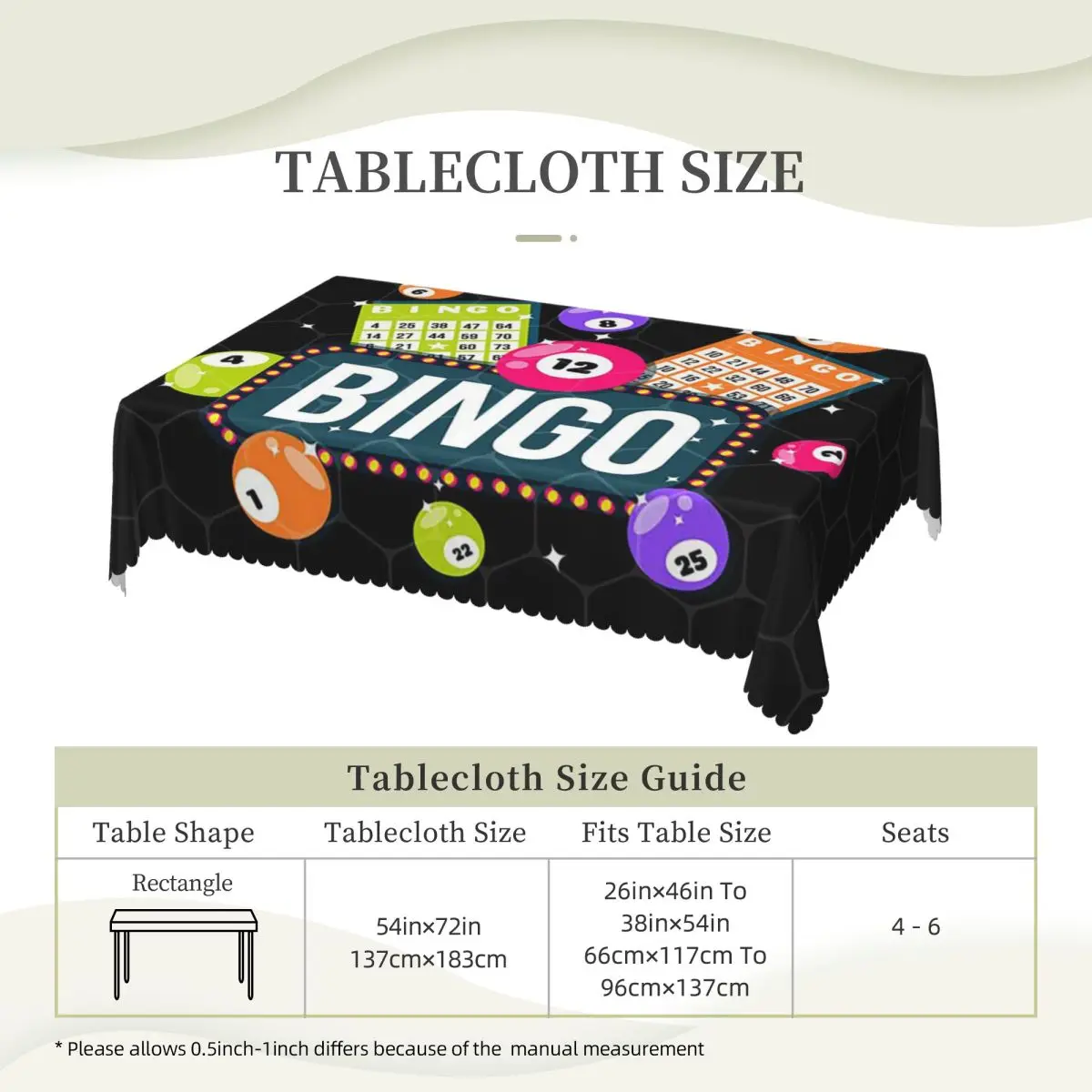 Come For Bingo Game Custom Rectangular Tablecloth Waterproof Table Cover for Dining Events Table Cloth