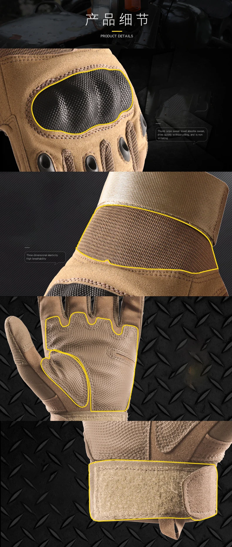 Taktische Handschuhe für Herren, Touchscreen, Kohlefaser, Hartschalenhandschuhe, Damen, schnittfest, militärisch, rutschfest, taktische Outdoor-Handschuhe – Detail 9