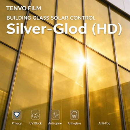 Silver Gold HD Window Tint Roll PET Material One Way Privacy Heat Rejection Anti Glare Solar Control For Household Automotive Wi