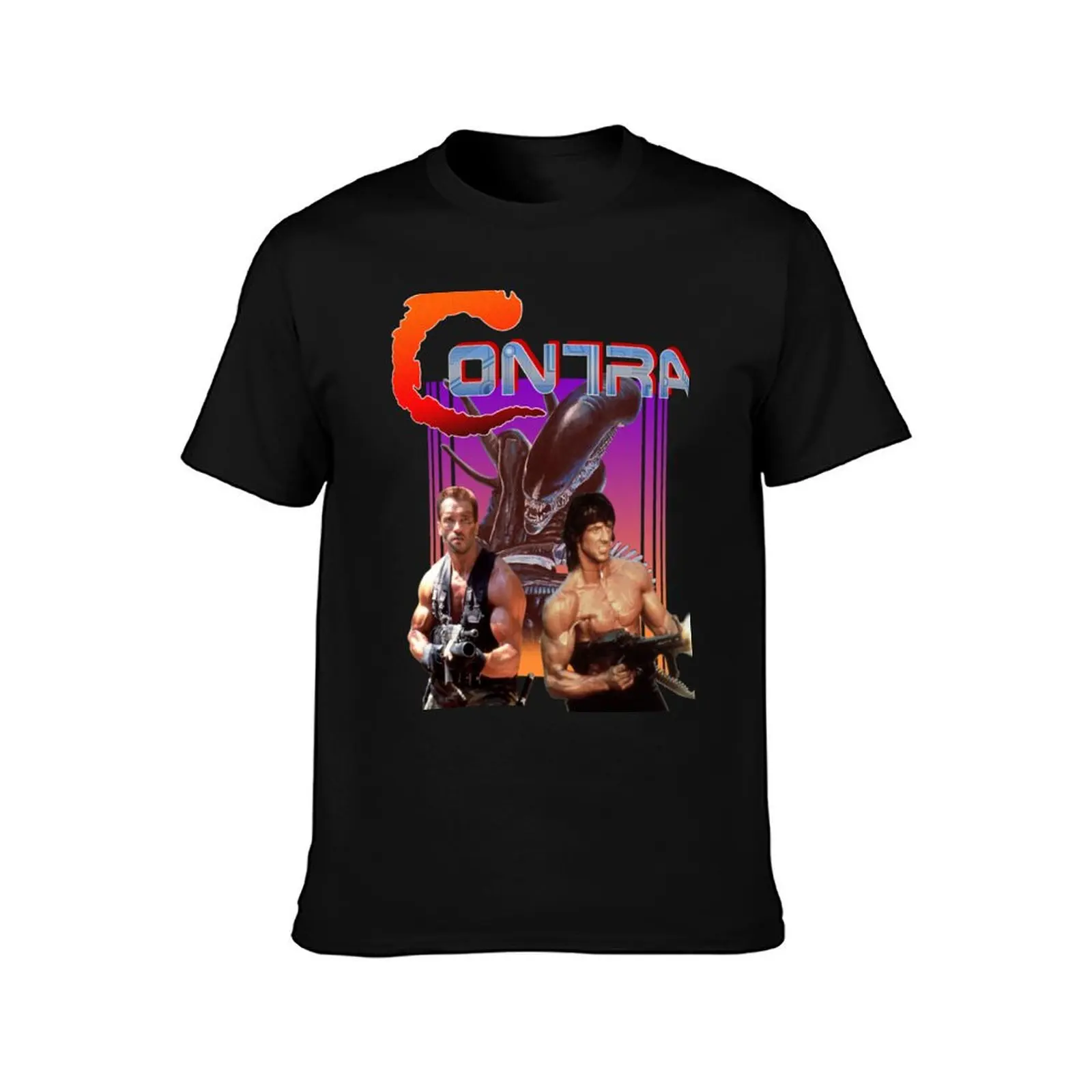 Contra Movie Game Arnold Schwarzenegger Vs Sylvester Stallone T-Shirt oversize t-shirts man customs design your own T-shirt men