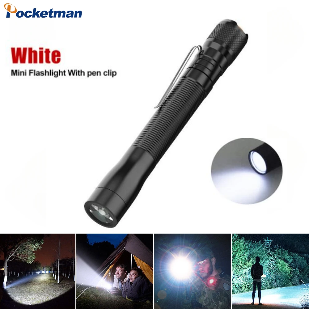 LED Pen Clip Flashlight Powerful Mini Penlight Portable Outdoor Small Flashlight Waterproof Use AA Batteries Work Lantern