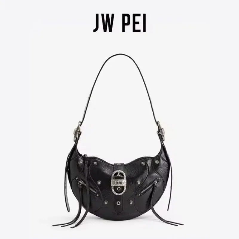 Jw pei chifre de vaca 2023 nova moda feminina motocicleta axilas saco avançado deslocamento ombro único crossbody saco marca moda