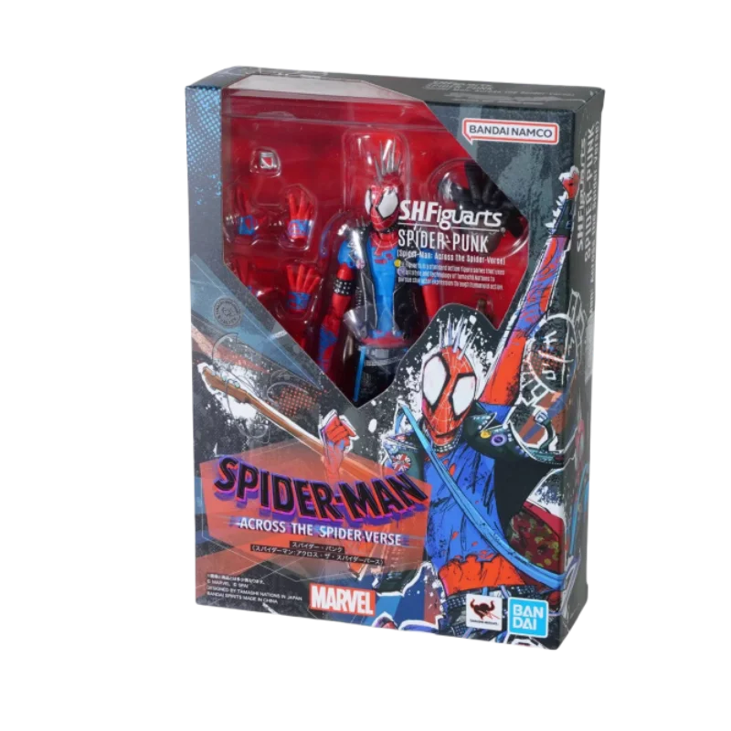 Genuine Bandai Marvel SHF Spider Punk Spider-Man ACROSS THE SPIDER VERSE Anime Action Figures Model Toy Collectible Gift for Kid