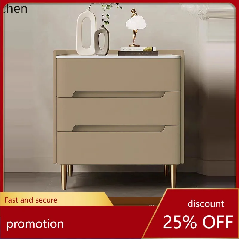 

YFY solid wood bedside table leather rock slab bedroom household storage cabinet