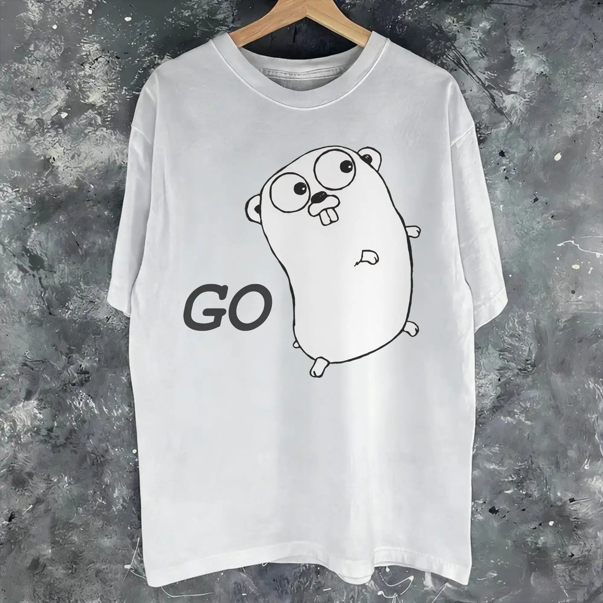 Go GoLang Gopher Language Running  Tee Shirt for Men Women Fashion T Shirts  100% Cotton Clothing