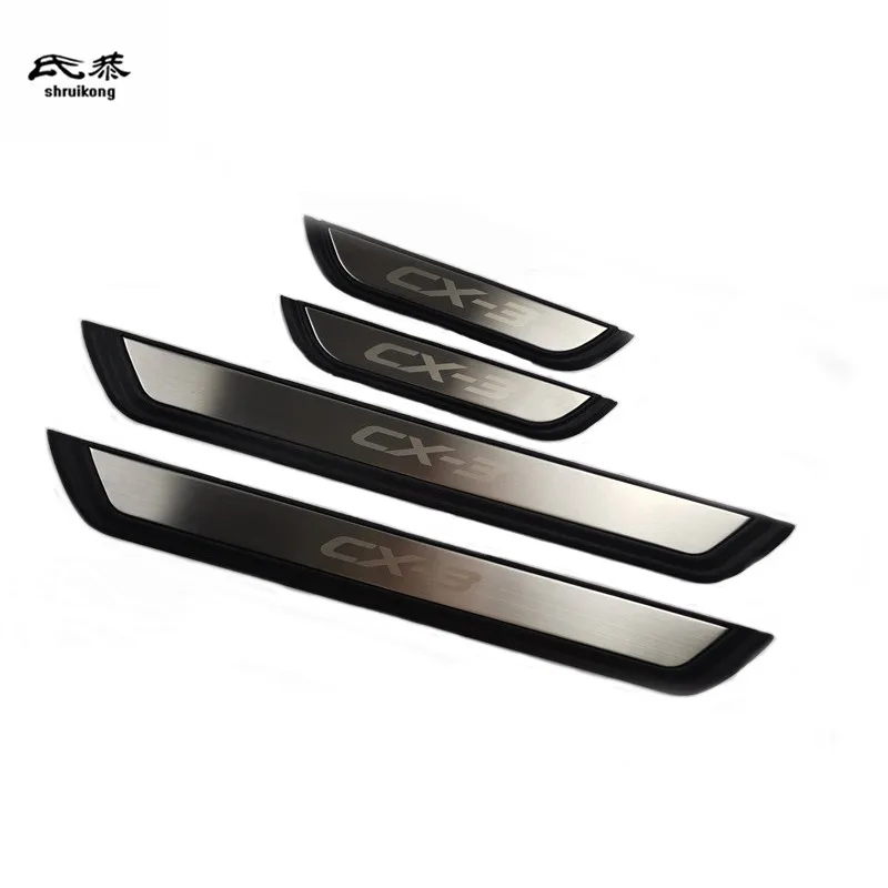 4PCS/SET ABS Stainless Steel For 2017-2022 Mazda CX-3 CX3 CX 3 Auto Door Sill Pedal Scuff Plate Decoration Cover Car Accessories