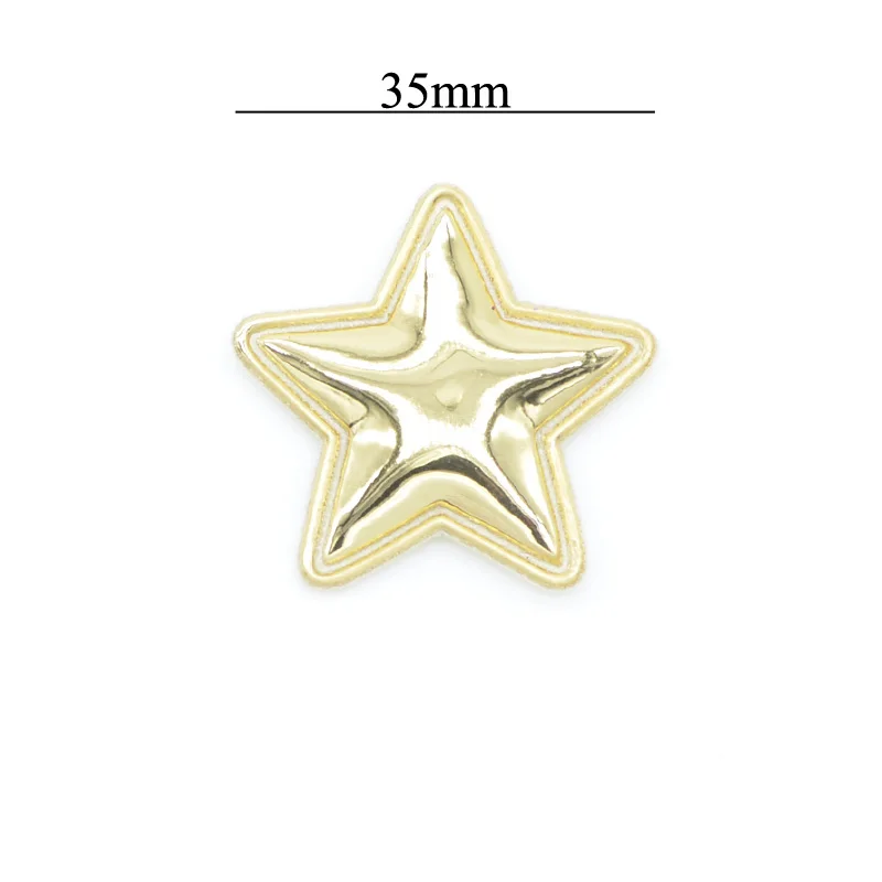 20Pcs/lot 35mm PU Fabric Patches Padded Star Shape Felt Garment Appliques for Hair Hat Decor Giftbox Cake Topper Ornament