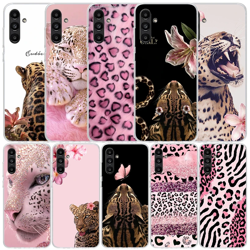 Pink Leopard Print Cover for Samsung Galaxy A17 A37 A57 A16 A26 A36 A56 A15 A14 A55 Phone Case A13 A53 A25 A35 A24 A34 A23 A33 G
