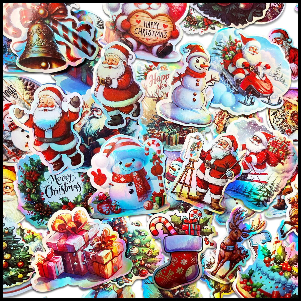 41PCS Kreative Weihnachten Cartoon Graffiti Vinyl Laser Regenbogen Aufkleber Dekorative Auto Motorrad Tassen Telefon Laptop DIY Aufkleber