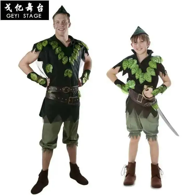 day-savage-halloween-children's-halloween-stage-performance-elf-costume-forest-adult-children-peter-pan-suit-parent-child