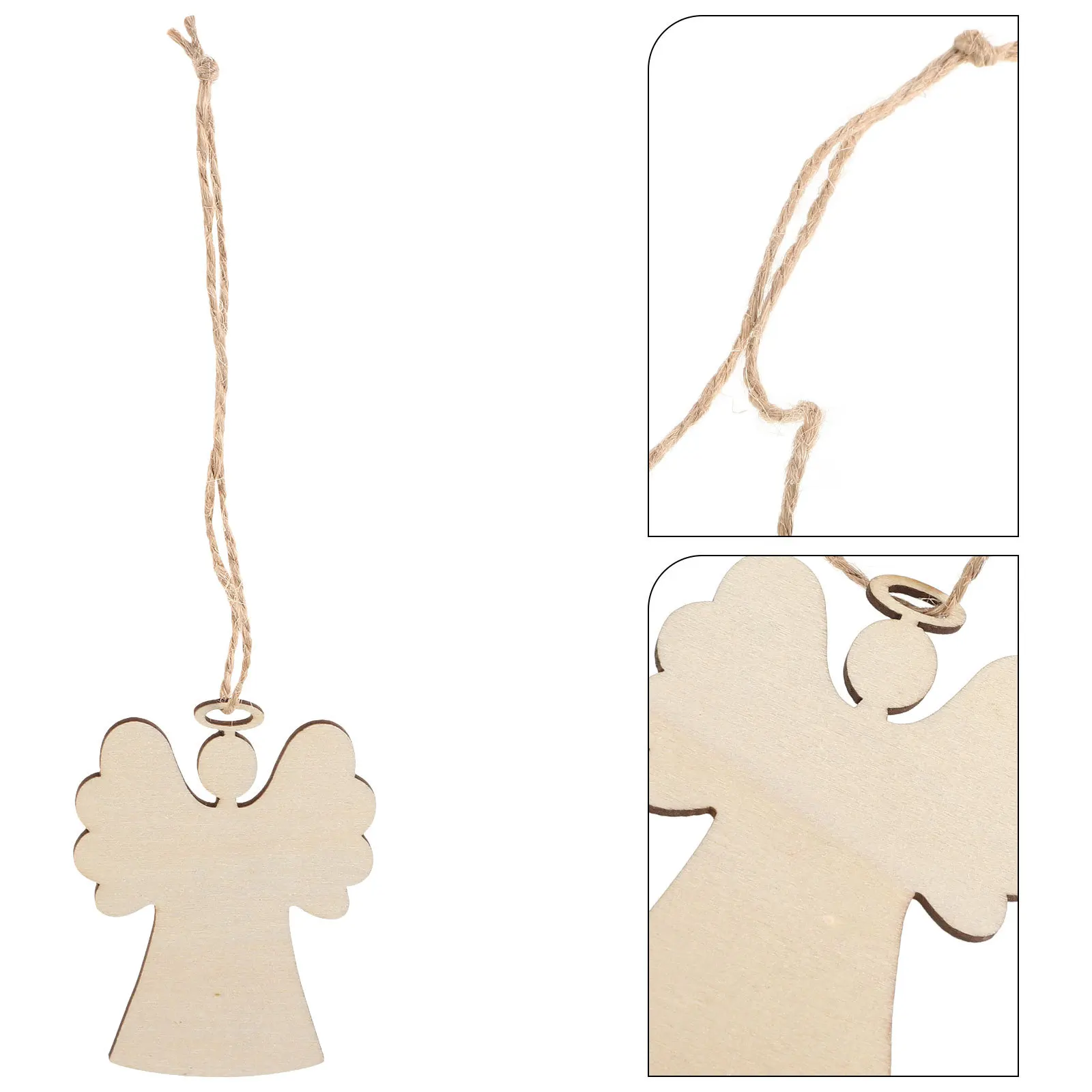 

10Pcs Wooden Christmas Angel Pendants Fine Handcraft Hanging Decorations for Tree Festival Wedding Party Home Hotel