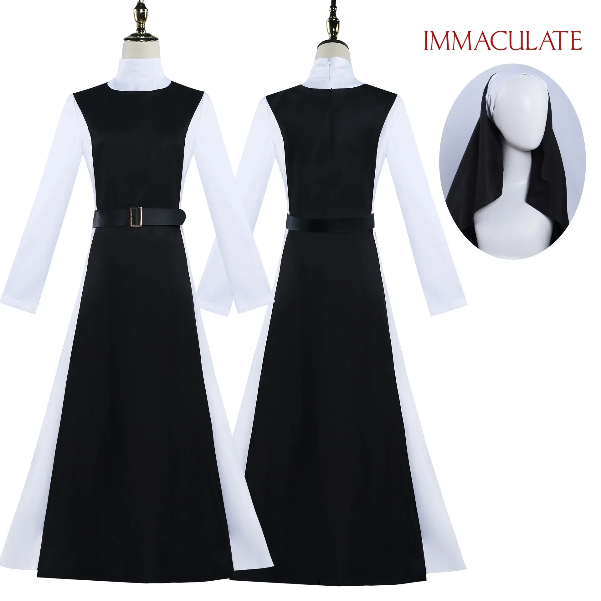 Movie Immaculate Costume Headgear Cecilia Cosplay Costume Fantasy Nun Dress Suits New Listing