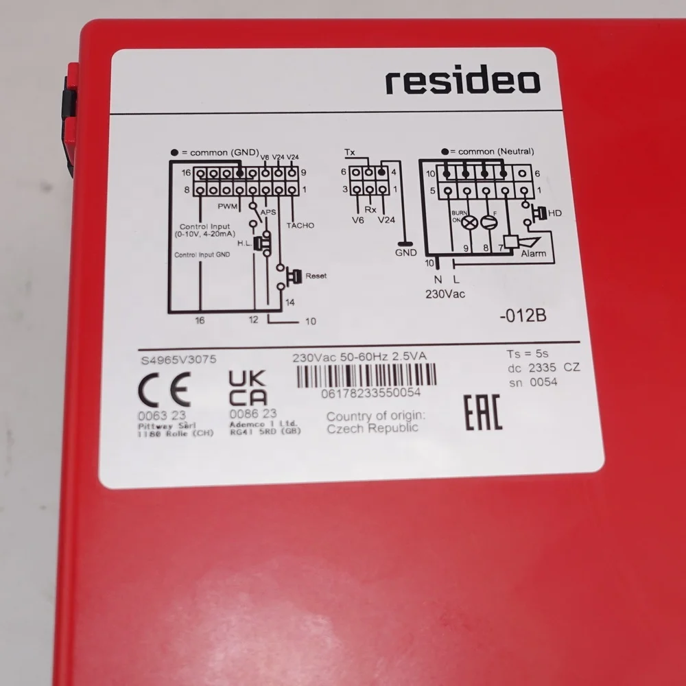 Resideo-Controller für ein vormontiertes Verbrennungssystem S4965V3075
