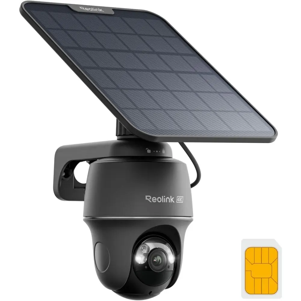 

4G Cellular Outdoor Security Camera: 360° Auto Tracking, AI Detection, Night Vision, 512GB Storage, SIM Card Included