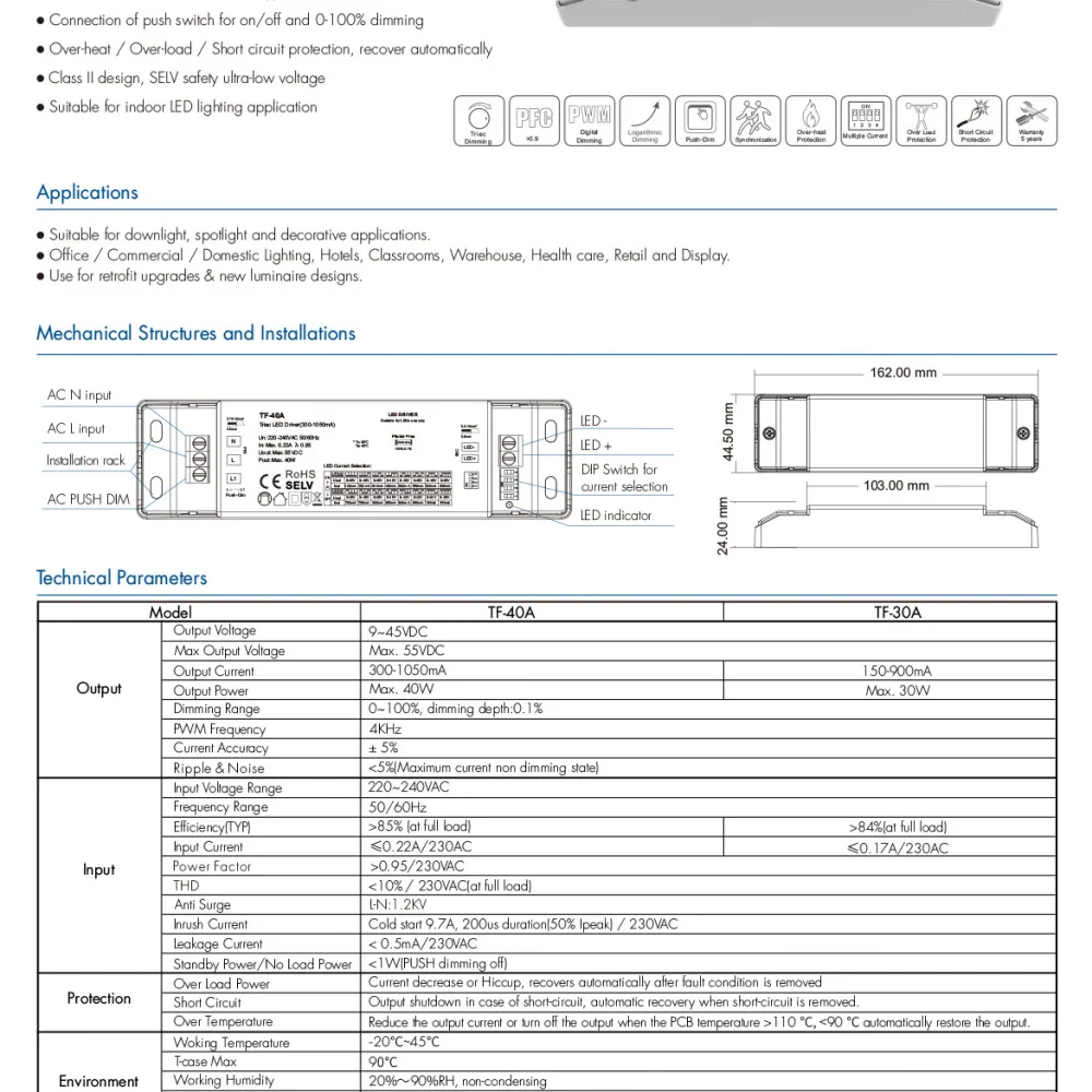 Universal LED Dimming Driver Triac Wifi Zigbee RF Controller Constant Current Power Supply For Interior Decorative Light Fixture