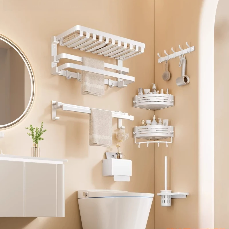 

White Space Aluminum Towel Rack, Bathroom Rack, Non-punching Pendant Set.