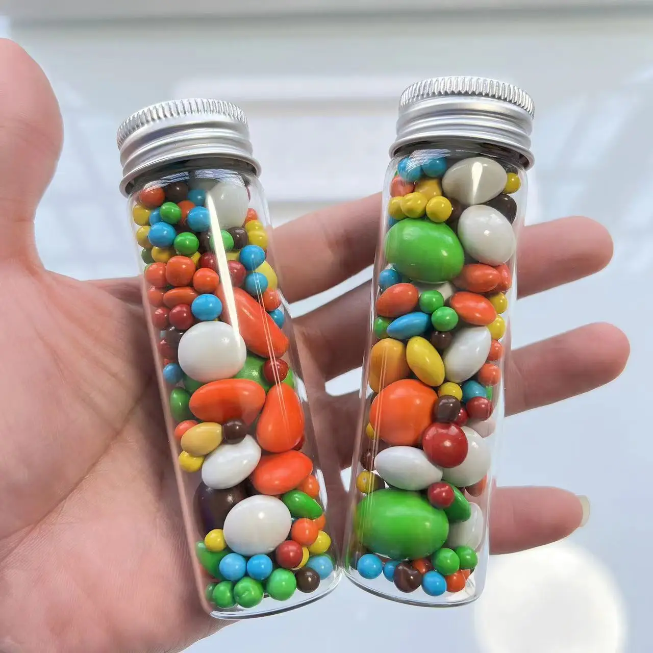 12pcs/24pcs 21*30*100mm 50ml Coffee Beans Glass Bottles Aluminum Caps Glass Tiny Jars Vials Test tube Glass Containers