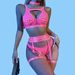 Brskbzda Lingerie Sexy Fine Women Underwear 5-Piece Delicate Luxury Sets Bra And Panty Set Garters with Fishing Net Stocking
