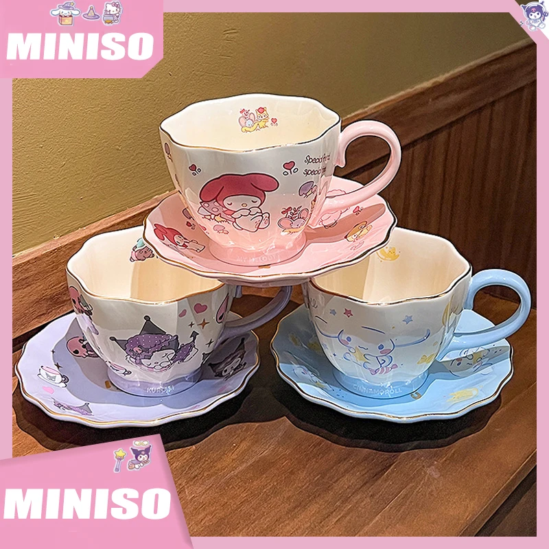 

Керамическая кружка Sanrio Cartoon Kuromi, 400 мл, большая емкость, чашка для воды для дома и офиса, милая мужская и женская чашка для кофе с молоком, подарок