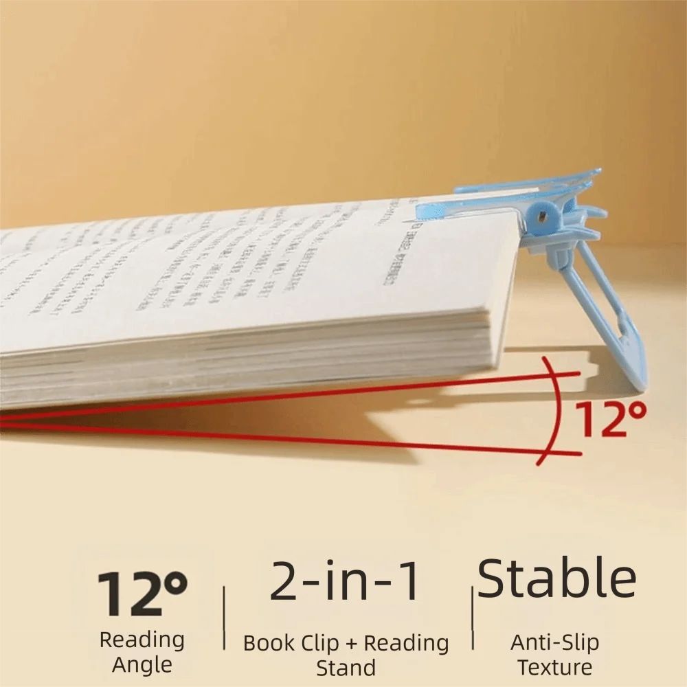 Foldable Reading Bookmark Holder 12° Double Head Anti Page Turning Holder Adjustable Support Non Slip Reading Book Holder