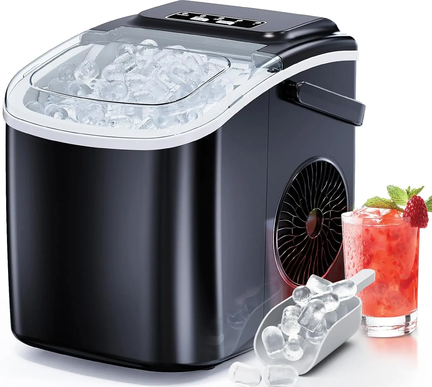 Portable Ice Maker Machine, 6-Minute Fast Ice Making, 26LBS Daily Capacity, Self-Cleaning with Scoop and Basket