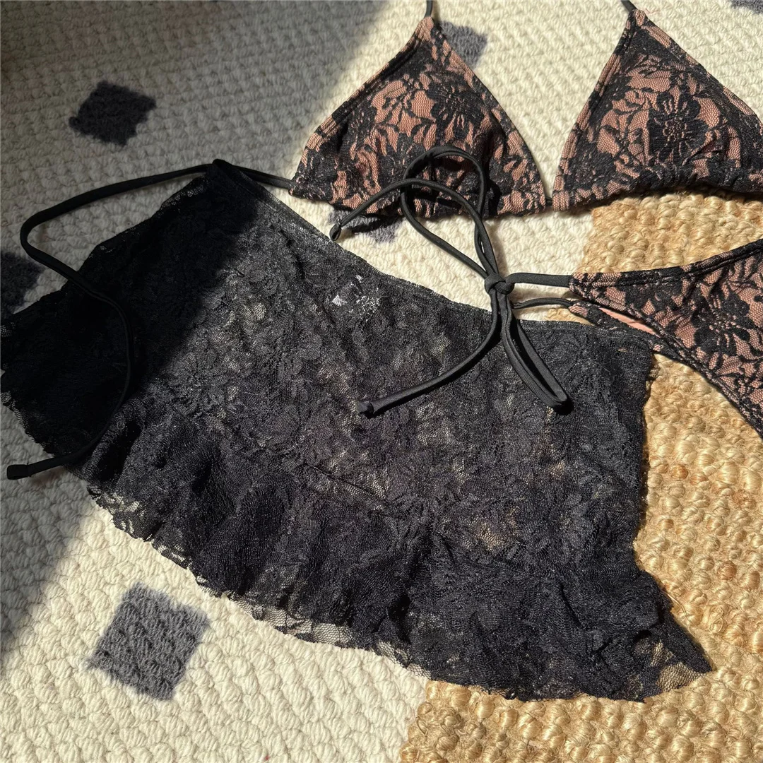 3-teiliges Set mit Rock, Neckholder-Bikini, Spitze, Damen-Badeanzug, Damen-Bademode, gepolsterter Badeanzug, Badebekleidung, Schwimmbikini V6818 – Detail 26