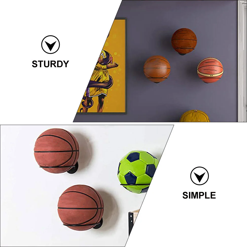 5 Pcs Rugby Basketball Storage Mounted Sports Holder Accessories Soccer Black Iron Balls