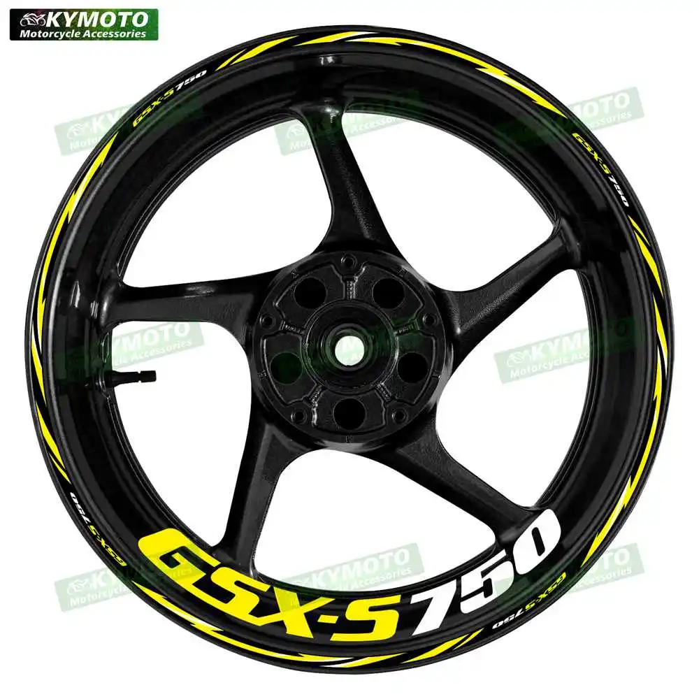 For GSX-S750 GSXS750 reflective motorcycle accessories 17 inch front and rear rims decals fairing stripe stickers decoration