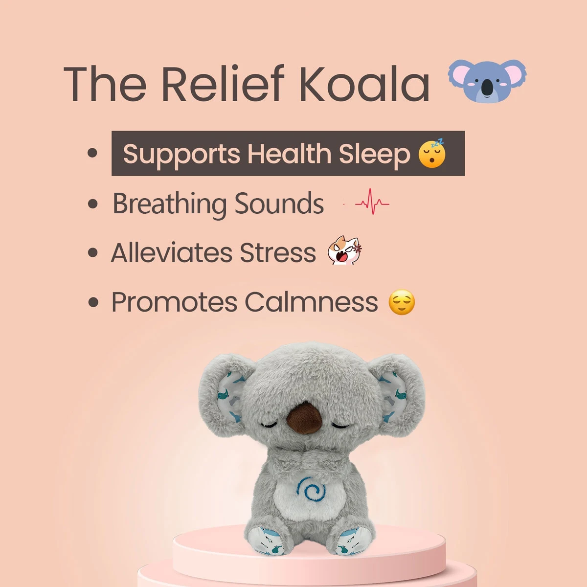 Ansiedade Koala Brinquedos sensoriais com abraço recheado Lontra de pelúcia, Original Schlummer Dormir Bebê Respirando, Teddy Bear