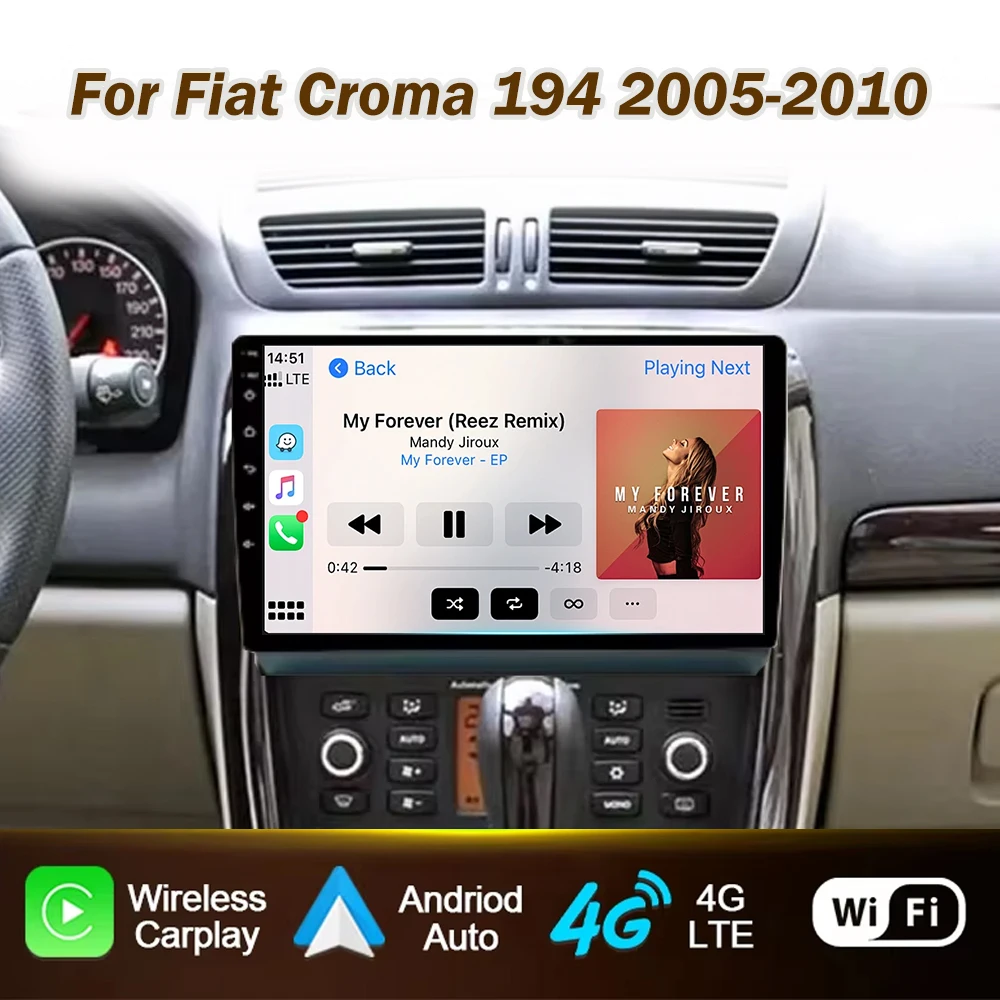 

Автомагнитола Android 16 для Fiat Croma 194 2005-2010, мультимедийный плеер с Carplay, GPS-навигация, 4G+WIFI, стерео DSP, без DVD, 2din
