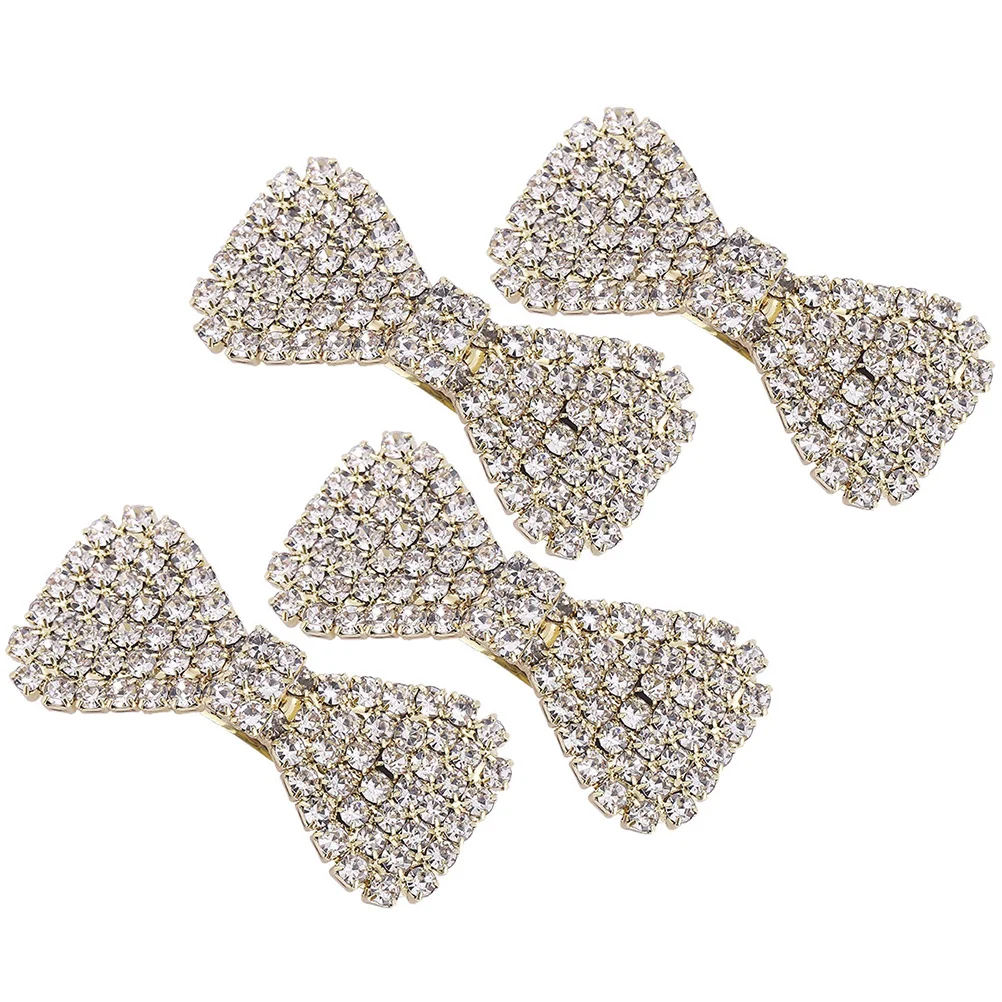 

4Pcs Rhinestone Hairpins Bow Barrettes Lightweight Durable Wedding Prom Girls Big Hair Bow Clip Elegant Accessories