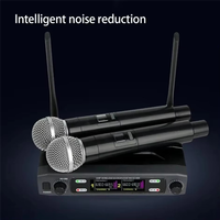 A29F-Professional Wireless Microphone System Dual Channel UHF Frequency Cordless Dynamic Mic For Karaoke Party Meet EU-Plug
