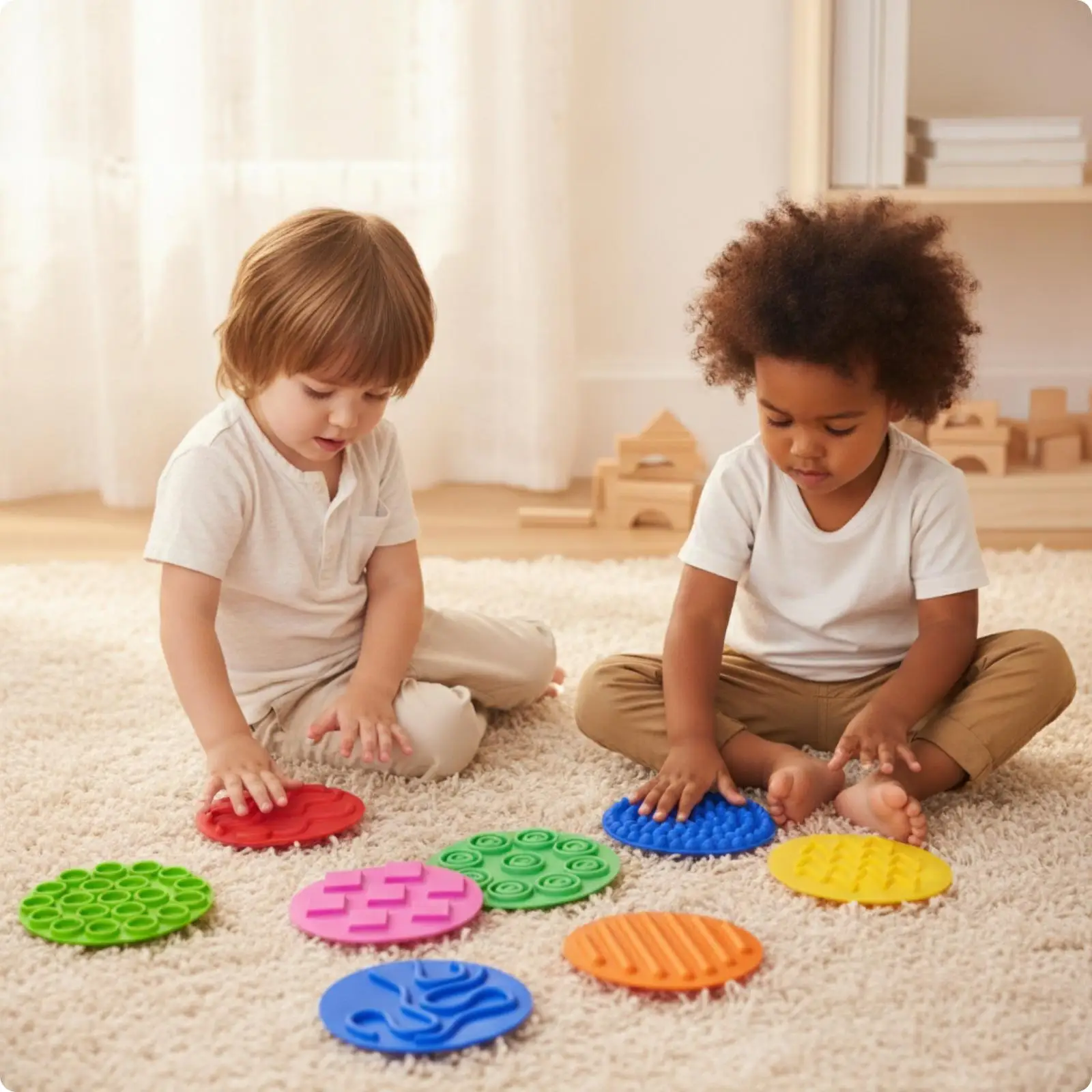 Sensory Tactile Training Cushion Set 10 Round Silicone Discs for Kids Balance Exercise Motor Skills
