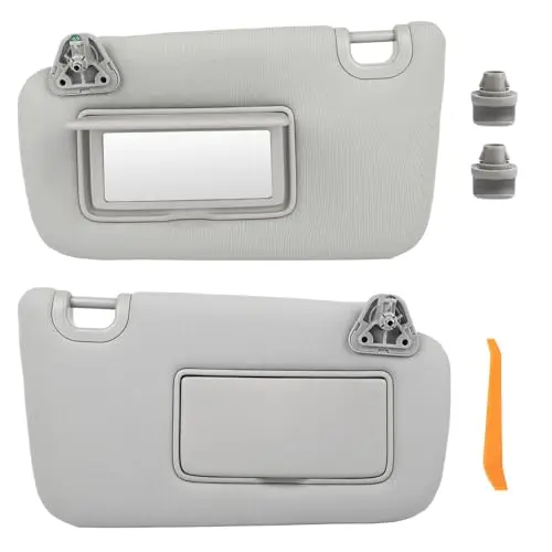

Gray Sun Visor Set For 2013–2019 Nissan Sentra Driver And Passenger Side With Two Retainer Clips, Non-Illuminated, OEM