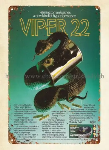 1982 Remington Viper 22 Rimfire Ammunition Ad metal tin sign shop wall art sign