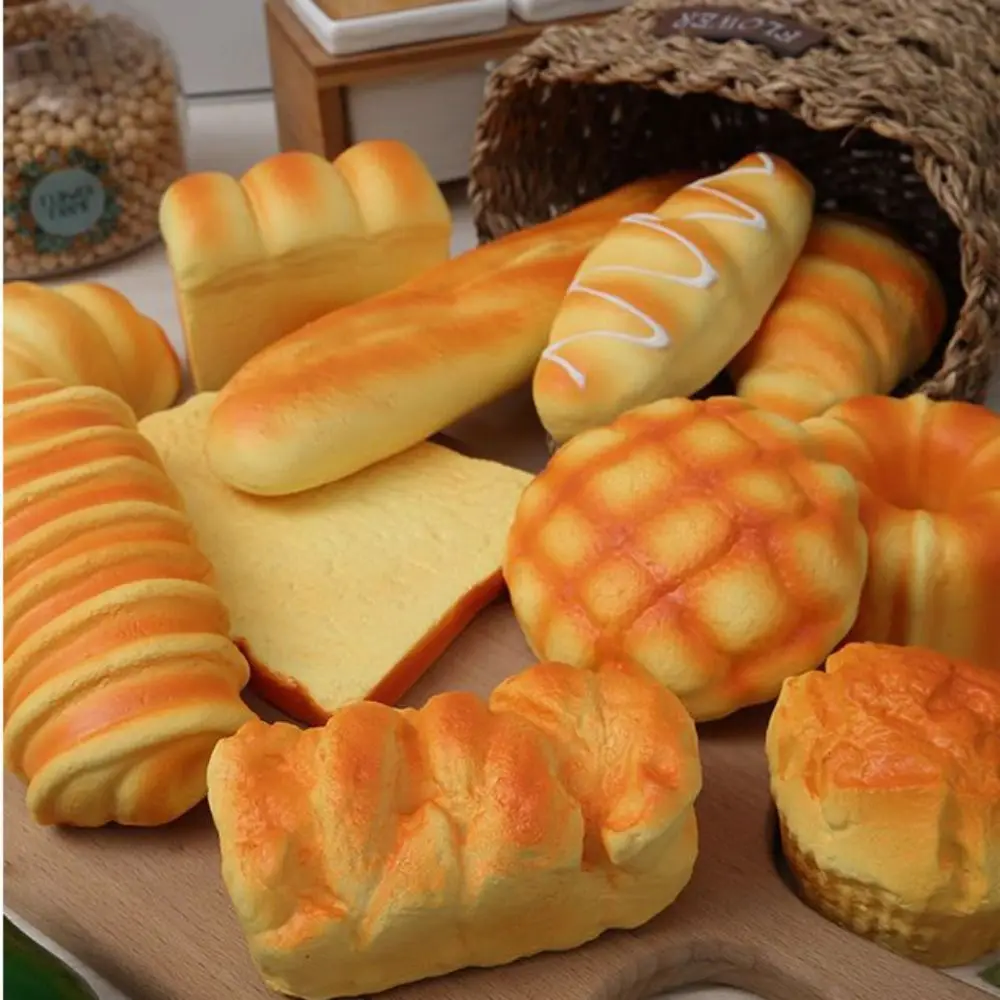 Simulation de pain extensible, jouet à presser, faux modèle alimentaire, simulation de nourriture, petit déjeuner, jouets sensoriels, vinyle élastique