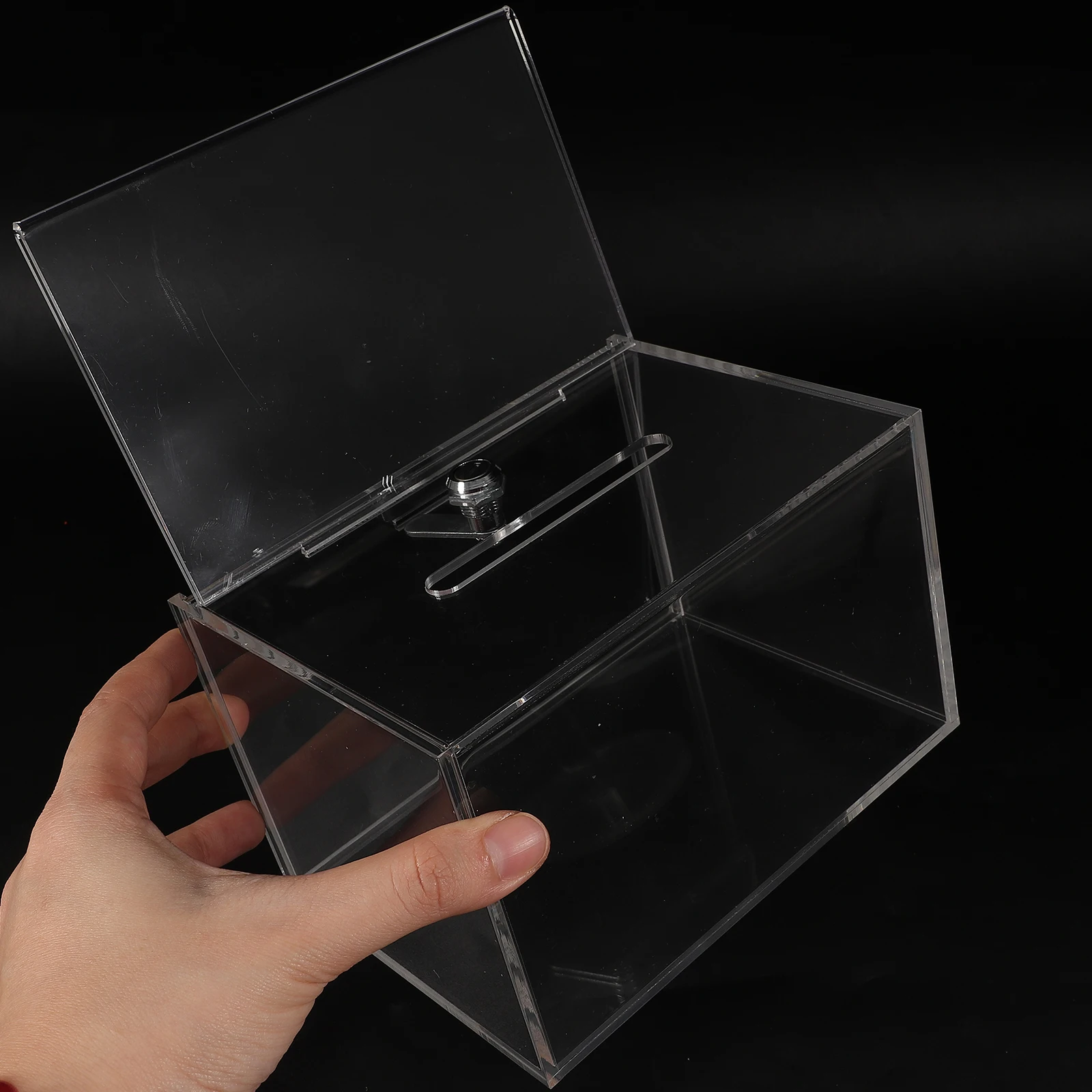 

Acrylic Donation Box with Lock for Fundraising Charity Collection Suggestion Letter Storage Smooth Surface Safe Use