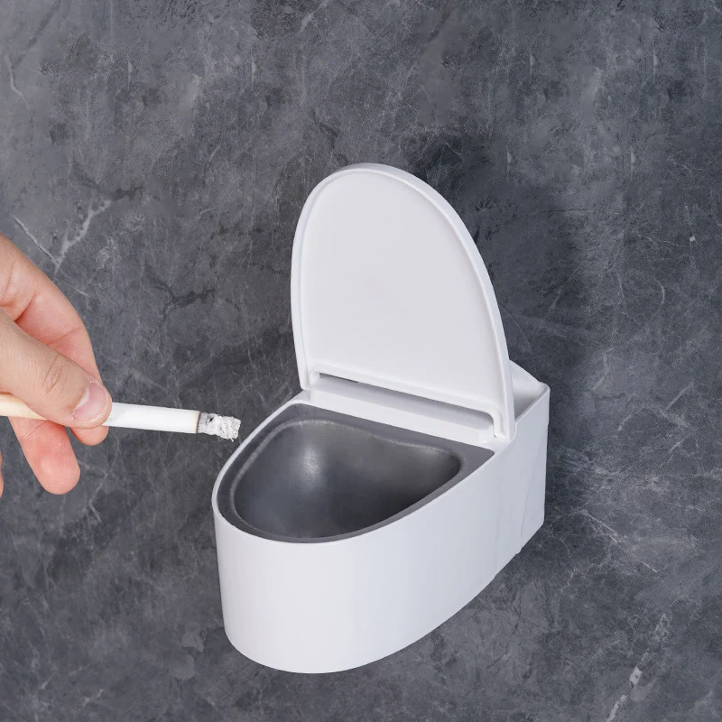

1PCS Ashtray Free Wall Fun Quirky Wall-mounted Ashtray Creative Toilet Ashtray Home Bathroom Storage Creative Decoration White