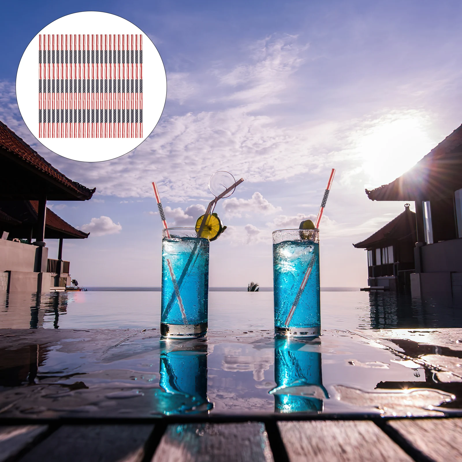 

50pcs Patriotic of 4Th Of July Decorations Fourth Of July Straws Star Stripe Pattern Food Safe Biodegradable Straws