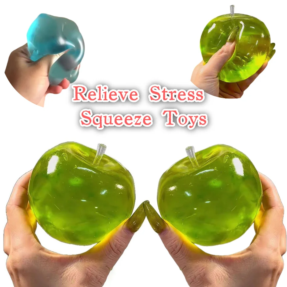 Quetschbarer grüner Apfel-Stressball, langsam rückfederndes sensorisches Spielzeug für ADHS, Autismus, Angstzustände, Fidget-Geschenk für Erwachsene, Kinder, Weihnachten