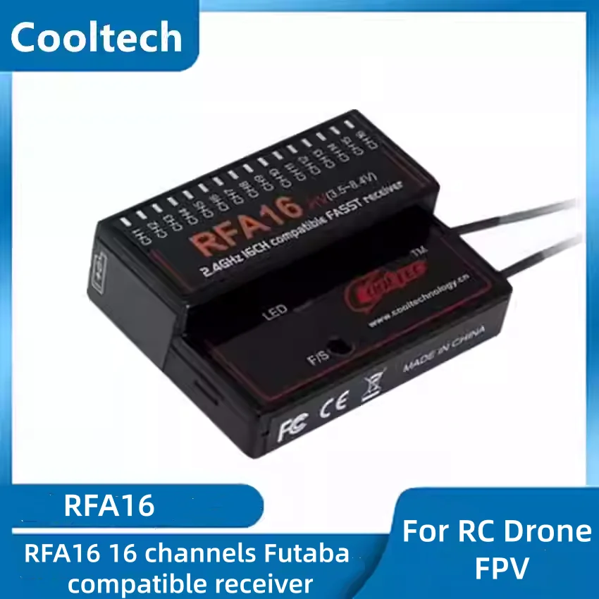 

Cooltech RFA16 2,4 ГГц 16-канальный приемник 7,4 км 14SG/16SZ/18SZ приемник FASST Futaba совместимый приемник для RC Drone FPV DIY