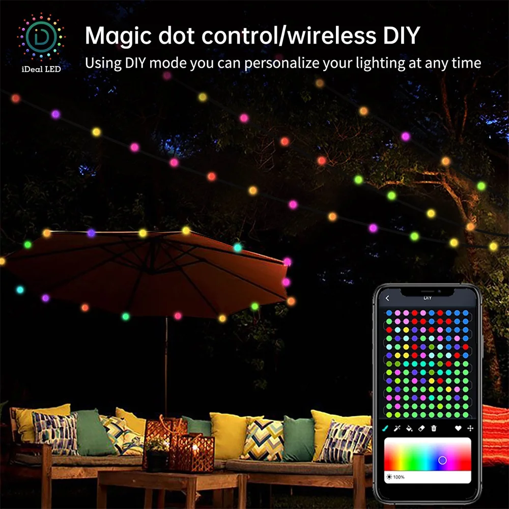 Telecomando Bluetooth LED String RGB Ball Fairy Lights ghirlanda USB per giardino all'aperto capodanno decorazione della festa nuziale di natale