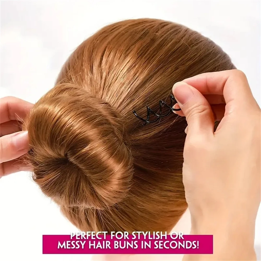 10pcs Black Spiral Hair Pin Clip Bun Stick Non-Scratch Round tip Spin Screw Twister Barrette DIY Hair Styling tools black