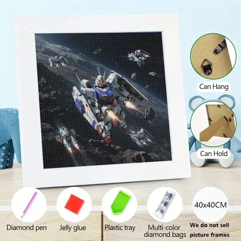 

1PC Full Drill 5D DIY Diamond Painting Kit, Epic Gundam Mecha Robot Space Battle Wall Art Home Decor, Anime Sci-Fi Spaceship Cra