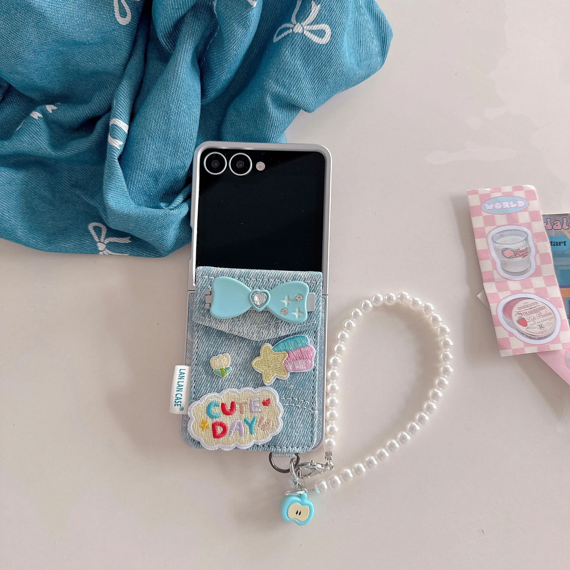 

Bowknot Card Holder Phone Case For Samsung Galaxy Z Flip 7 6 5 4 Protective Back Cover For ZFlip5 ZFlip6 ZFlip7 Case Shell