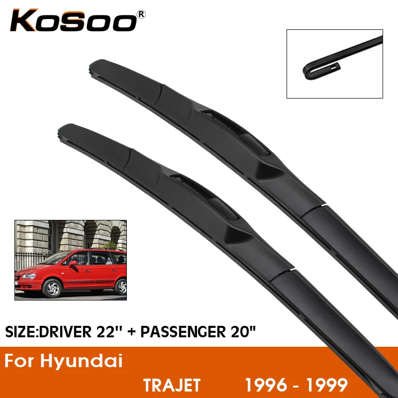 

Автомобильный стеклоочиститель для Hyundai TRAJET 1996-1999 лобовое стекло резиновый силиконовый запасной передний стеклоочиститель 22 "+ 20" LHD RHD аксес...