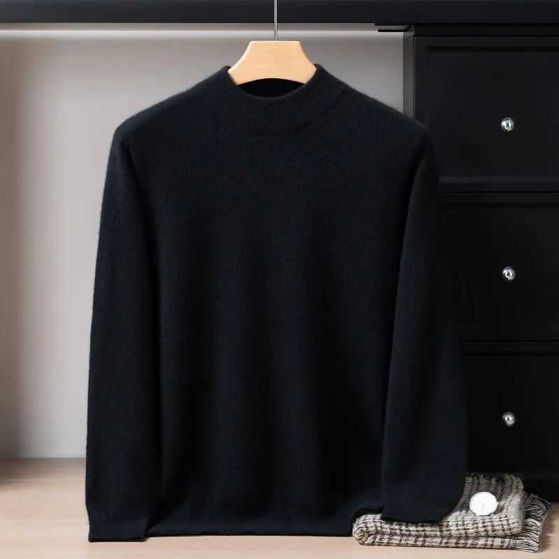 Cashmere Sweater Men 100% Pure Cashmere Turtleneck Round Neck Shirt Men's Autumn Winter Pullover Sweater