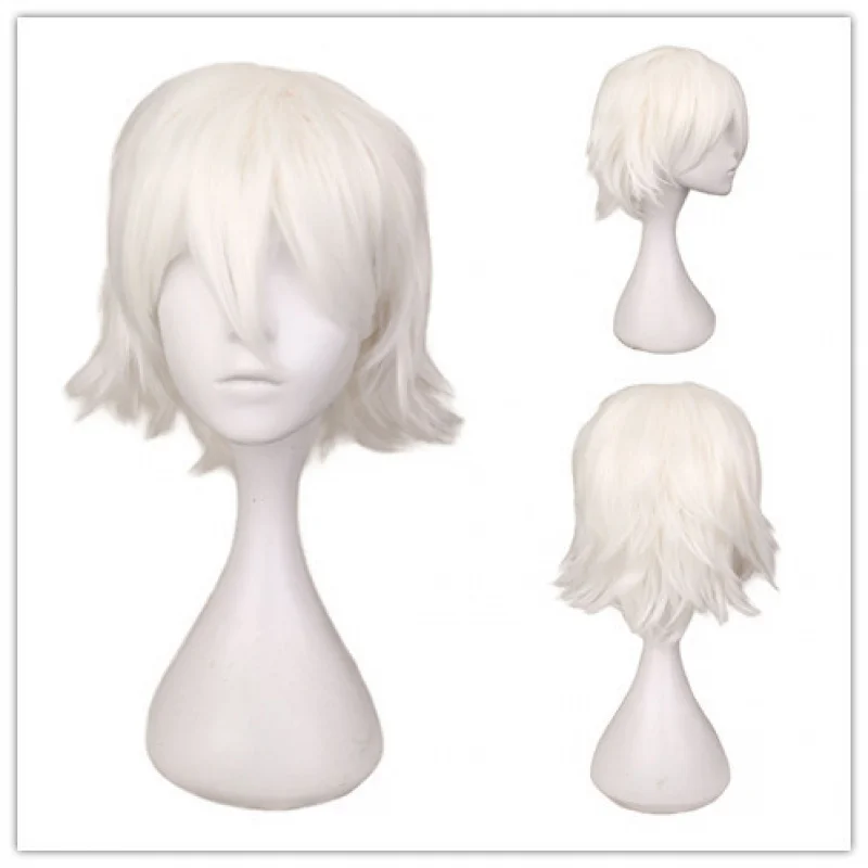 

Japanese-style cosplay wig, multi-color versatile upturned men's , off-white short hair cap